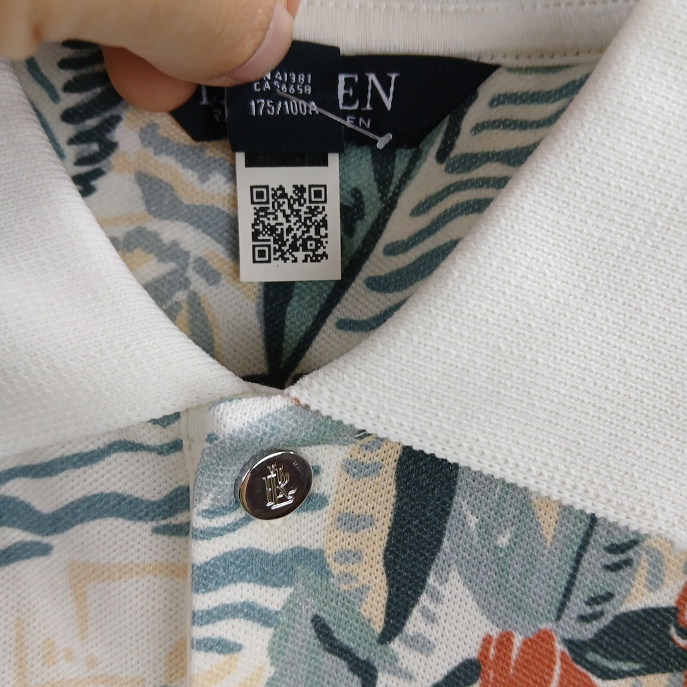 Lauren Ralph Lauren Women's Print Stretch Piqué Polo Shirt White Multi NWT #A1 - Picture 9 of 14